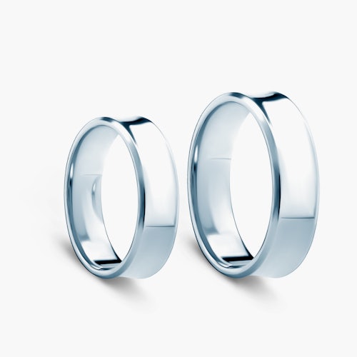 Obrączki ślubne: białe złoto, wklęsłe, 6 mm